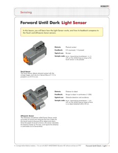 Forward Until Dark Light Sensor