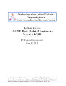 Lecture Notes: ECS 203 Basic Electrical Engineering Semester 1