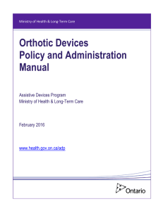Orthotic Devices Policy and Administration Manual