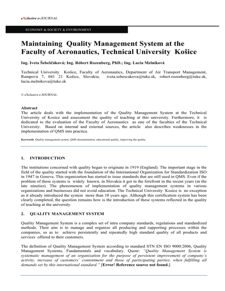 master thesis quality management system