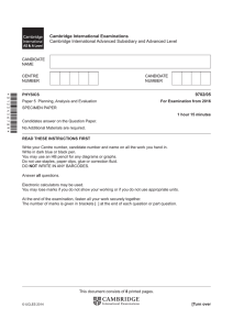 2016 Specimen Paper 5 - Cambridge International Examinations