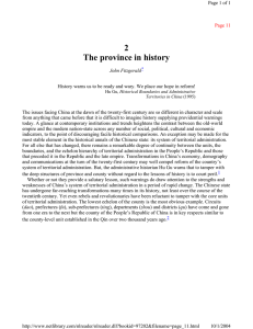PROVINCE IN HISTORY - University of Colorado Boulder