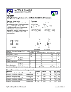 AO4614A Complementary Enhancement Mode Field Effect Transistor