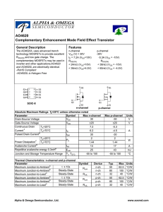 AO4620 Complementary Enhancement Mode Field Effect Transistor