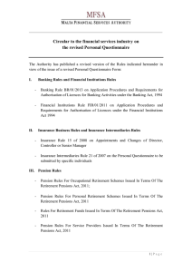 Circular to the financial services industry on the revised Personal