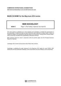 9699 sociology - Cambridge International Examinations