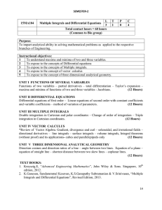 15MA104 Multiple Integrals and Differential Equations LTPC 3 2 0 4