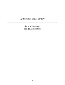 UTMB Team Science Annotated Bibliography