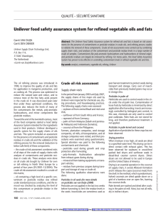 Unilever food safety assurance system for refined vegetable oils and