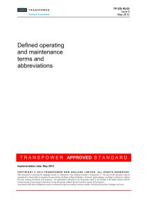 Defined operating and maintenance terms and abbreviations