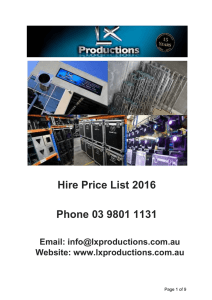 Hire Price List 2016 Phone 03 9801 1131