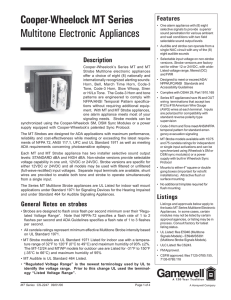 Cooper-Wheelock MT Series Multitone Electronic Appliances