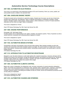 Automotive Service Technology Course Descriptions