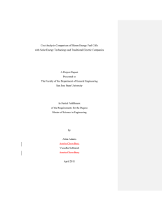 Cost Analysis Comparison of Bloom Energy Fuel Cells with Solar