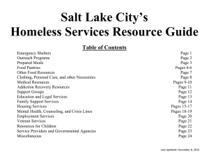 Salt Lake City`s Homeless Services Resource Guide