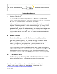 Writing Lab Reports - University Writing Center