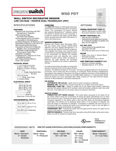 WSD PDT Line Voltage Wall Switch Decorator Sensor