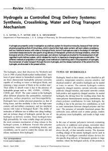 Hydrogels as Controlled Drug Delivery Systems