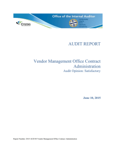 AUDIT REPORT Vendor Management Office Contract Administration