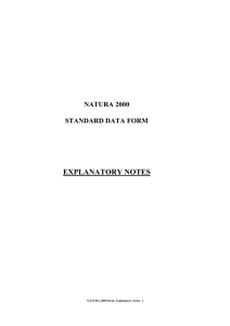 Standard Data Form explanatory notes