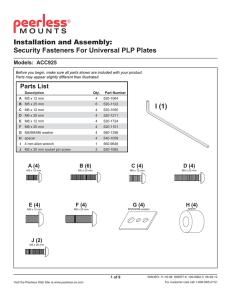 Installation and Assembly: Security Fasteners For Universal PLP