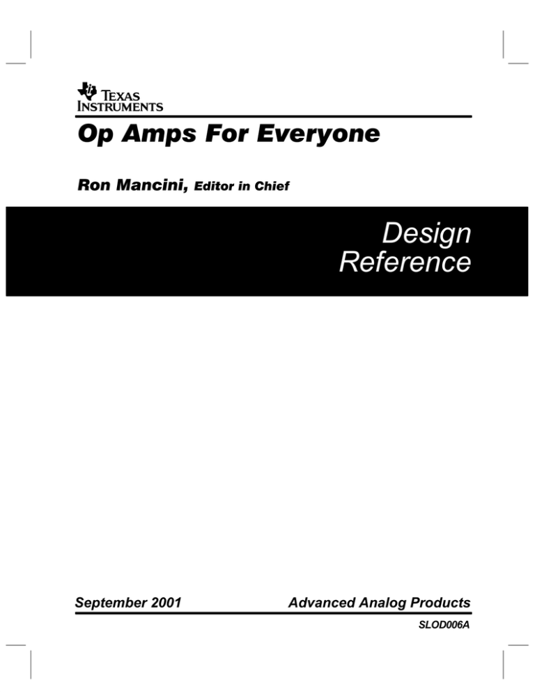 Op Amps For Everyone Design Guide