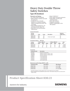 Product Specification Sheet H30.22 Heavy Duty Double Throw