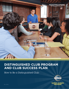 Distinguished Club Program and Club Success Plan