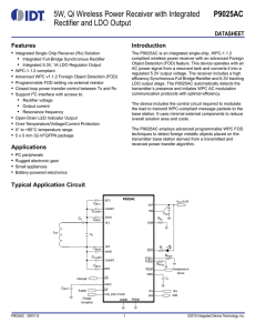 5W, Qi Wireless Power Receiver with Integrated Rectifier and LDO