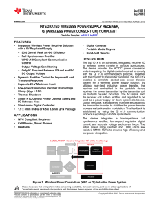 Integrated Wireless Power Supply Receiver, Qi (WPC) Compliant