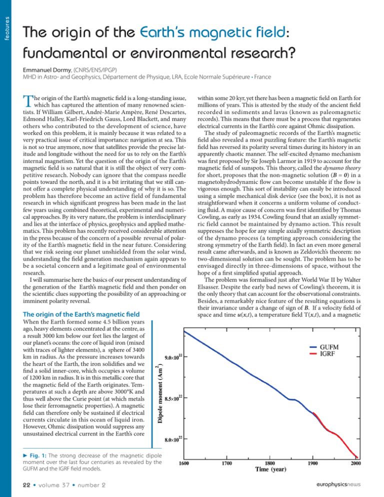 The Origin Of The Earth s Magnetic Field Fundamental