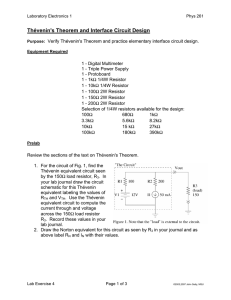 Thévenin`s Theorem and Interface Circuit Design
