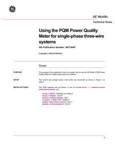 Using the PQM Power Quality Meter for single-phase three