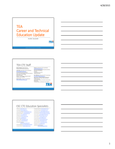 TEA Career and Technical Education Update