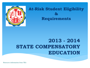 2009 – 2010 STATE COMPENSATORY EDUCATION