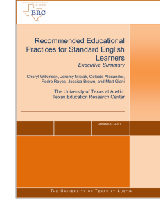 Recommended Educational Practices for Standard English Learners