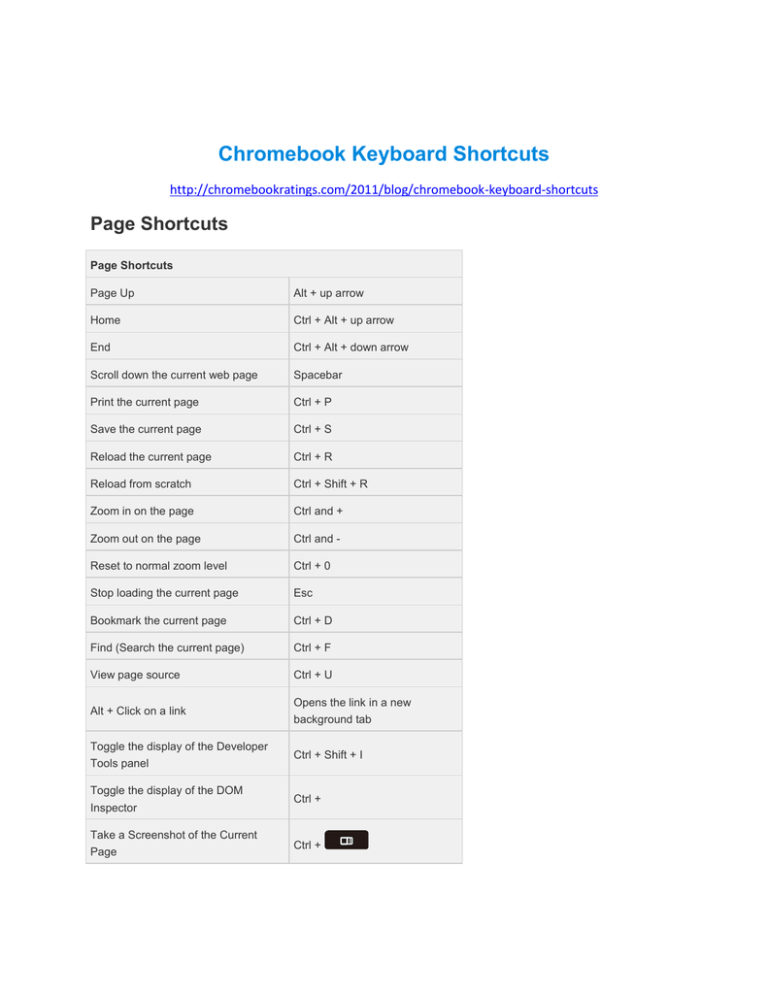 chromebook page down shortcut