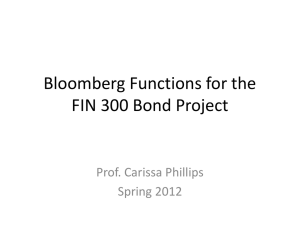 Bloomberg Functions for the FIN 300 Bond Project