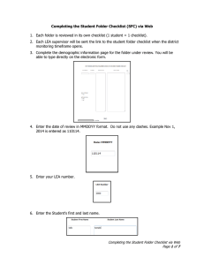 Completing the Student Folder Checklist (SFC) via Web 1. Each