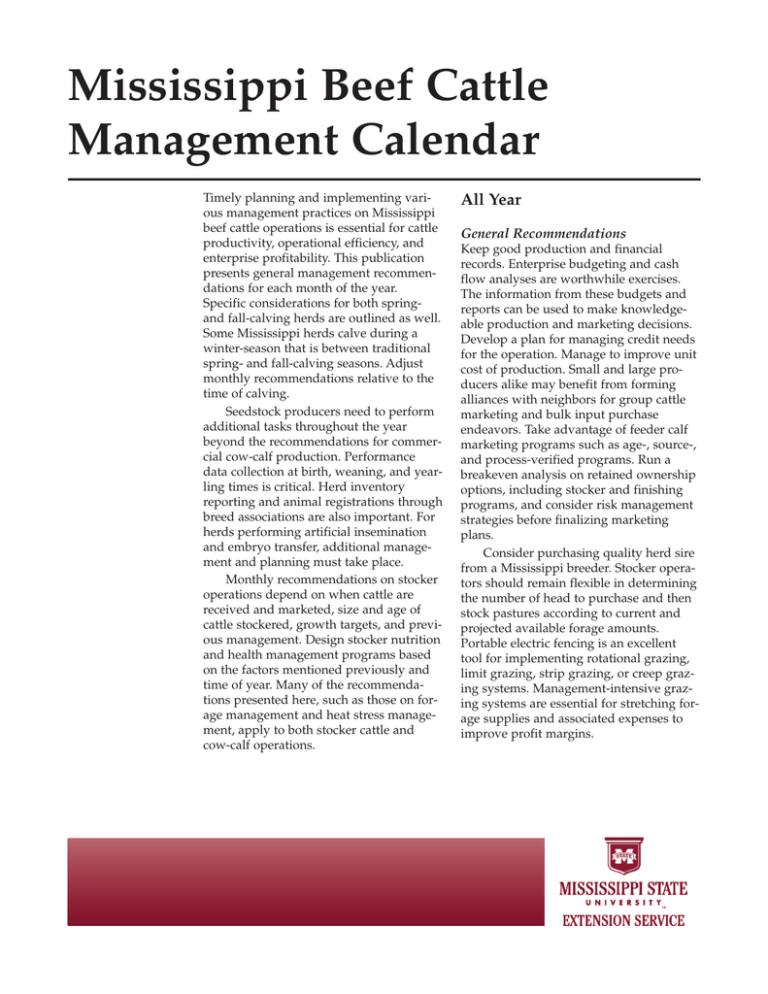 P2613 Mississippi Beef Cattle Management Calendar