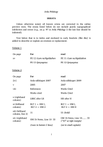 Arda Philology ERRATA Unless otherwise noted, all known errata