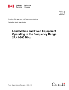 RSS-119 — Land Mobile and Fixed Equipment Operating in the