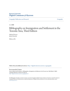 Bibliography on Immigration and Settlement in the Toronto Area