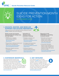 Suicide Prevention Month Ideas for Action September 2016