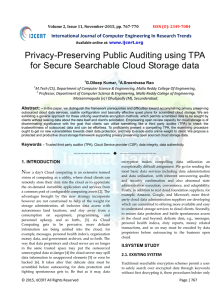 Privacy-Preserving Public Auditing using TPA for Secure