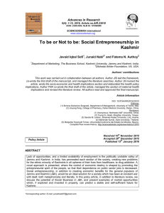 Social Entrepreneurship in Kashmir