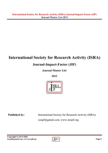 ISRAJIF Journal Master List 2012 - (ISRA): Journal-Impact