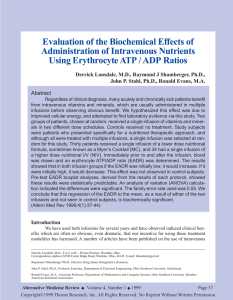 Evaluation of the Biochemical Effects of Administration
