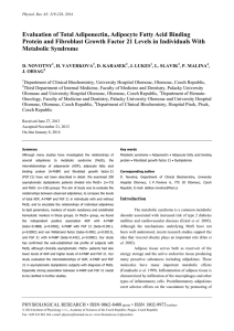Evaluation of Total Adiponectin, Adipocyte Fatty Acid Binding