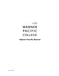 Adjunct Faculty Manual - Warner Pacific College